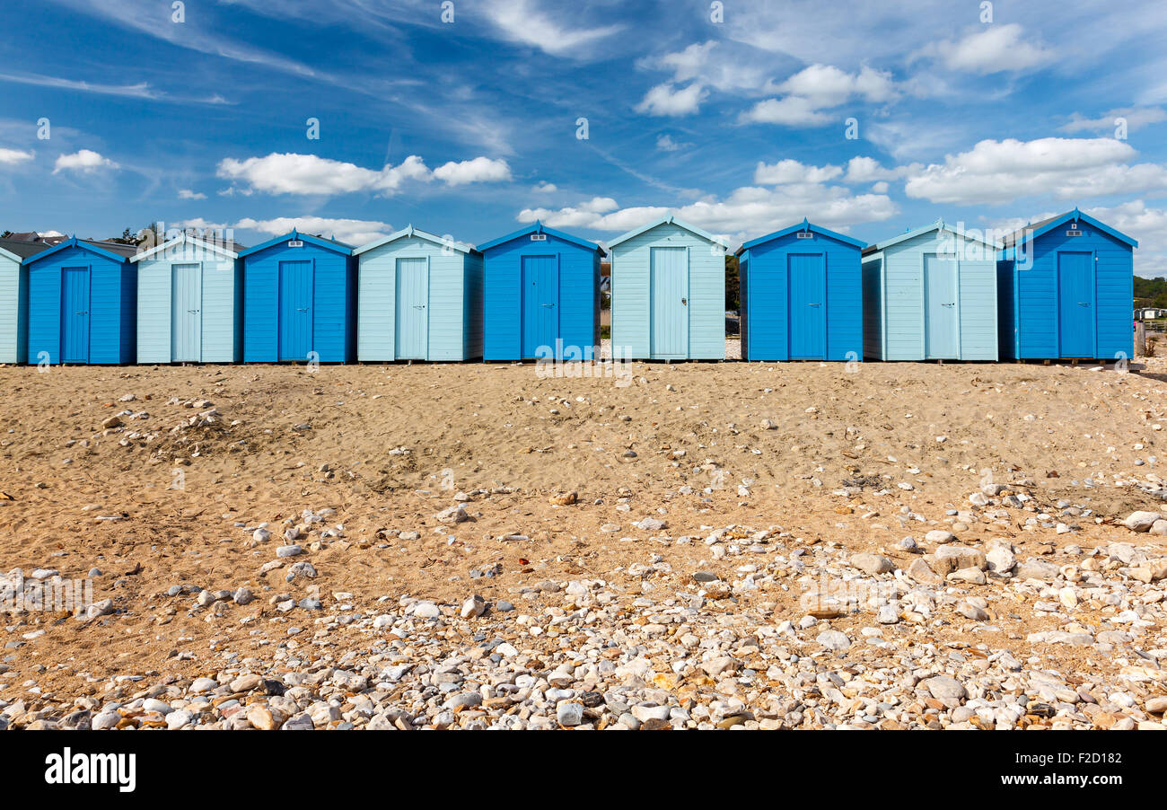 Strandhütten bei Charmouth auf Jurassic Küste von Dorset England UK Stockfoto