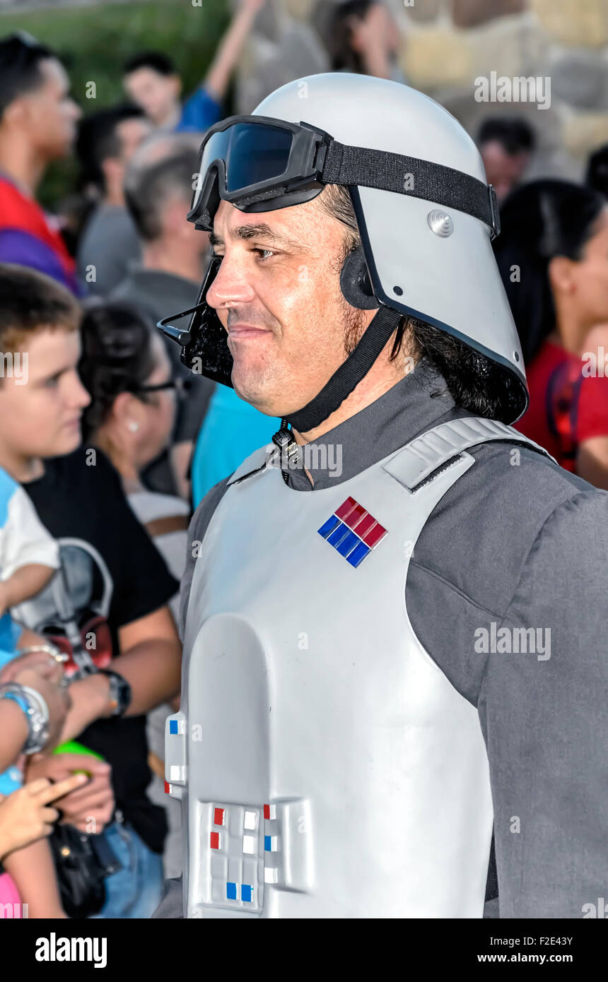 VII Trainingstag der spanischen Garnison 501st Legion, - StarWars-. Unbekannter Mann verkleidet-imperialen Offizier-. Stockfoto