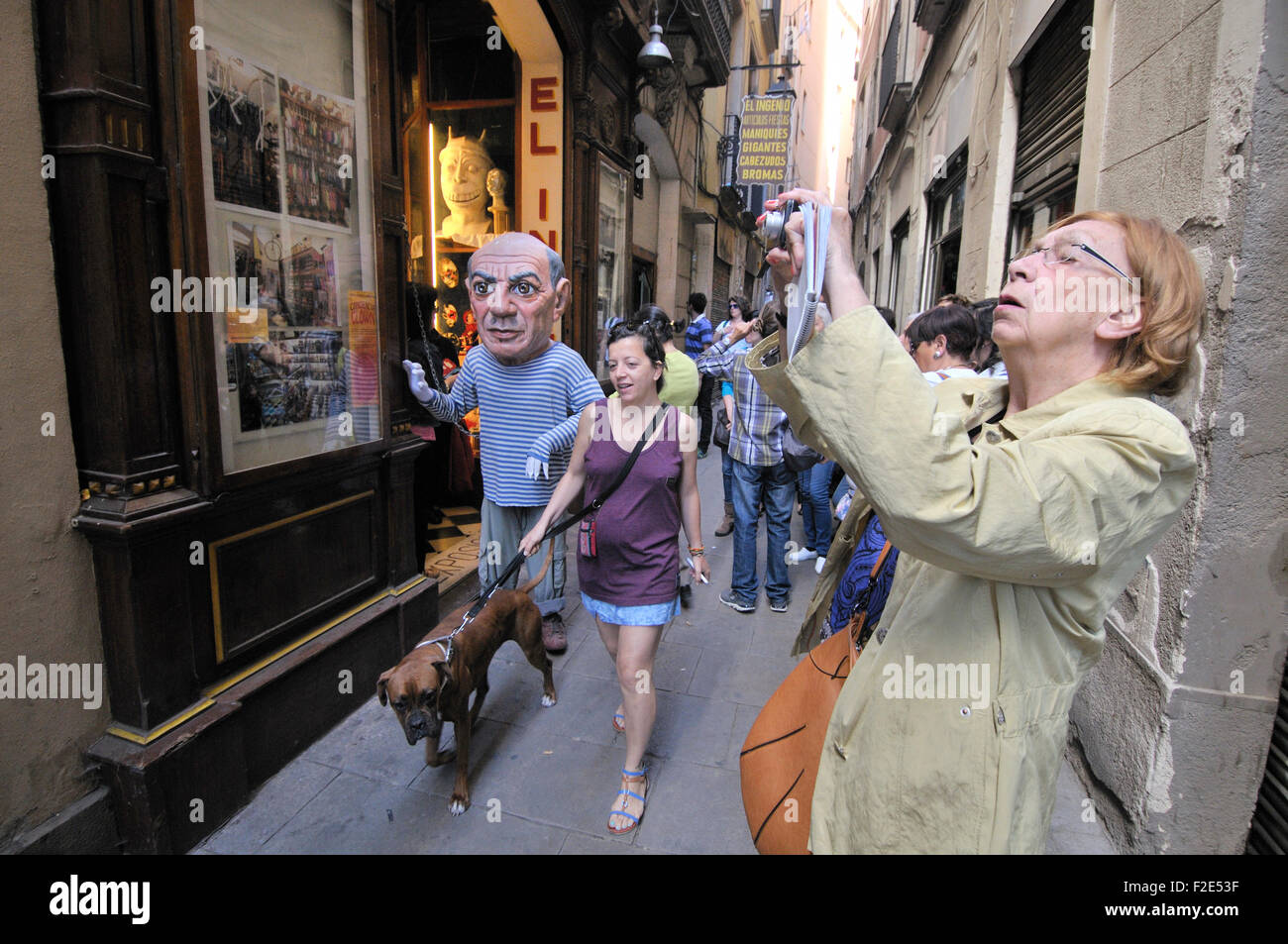 El Ingenio Shop mit Picasso Figur, 6, Rauric street, gotischen Viertel Ciutat Vella Bezirk, Barcelona, Katalonien, Spanien Stockfoto