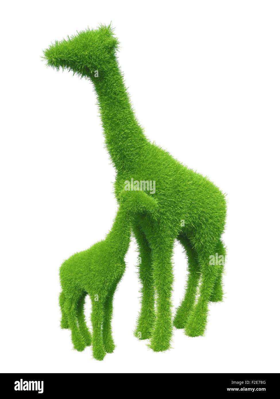 Grasgrün Giraffe und sein baby Stockfoto