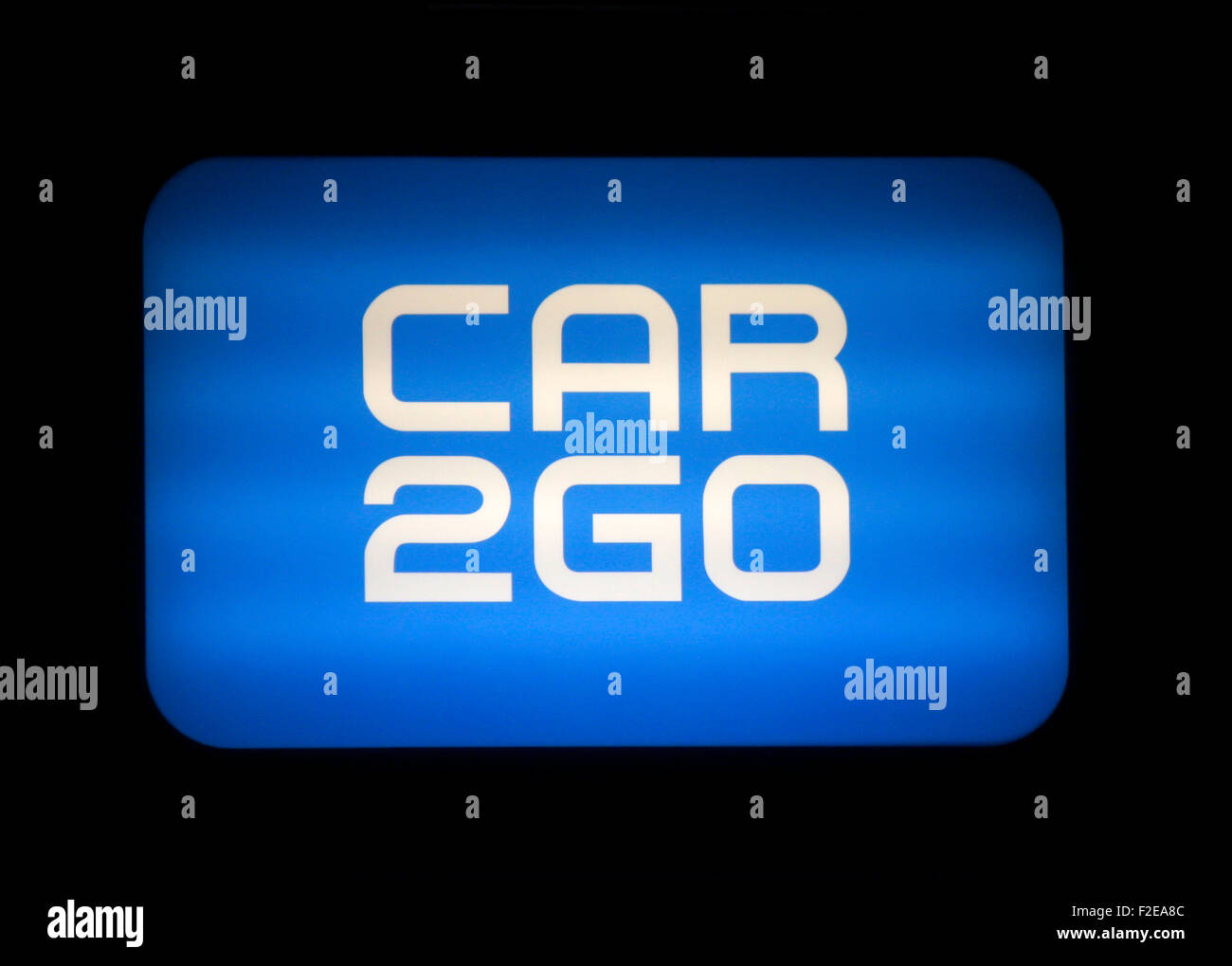 NOVEMBER 2013 - BERLIN: Marken: das Logo des Carsharing-Unternehmens "Car2Go", Berlin. Stockfoto