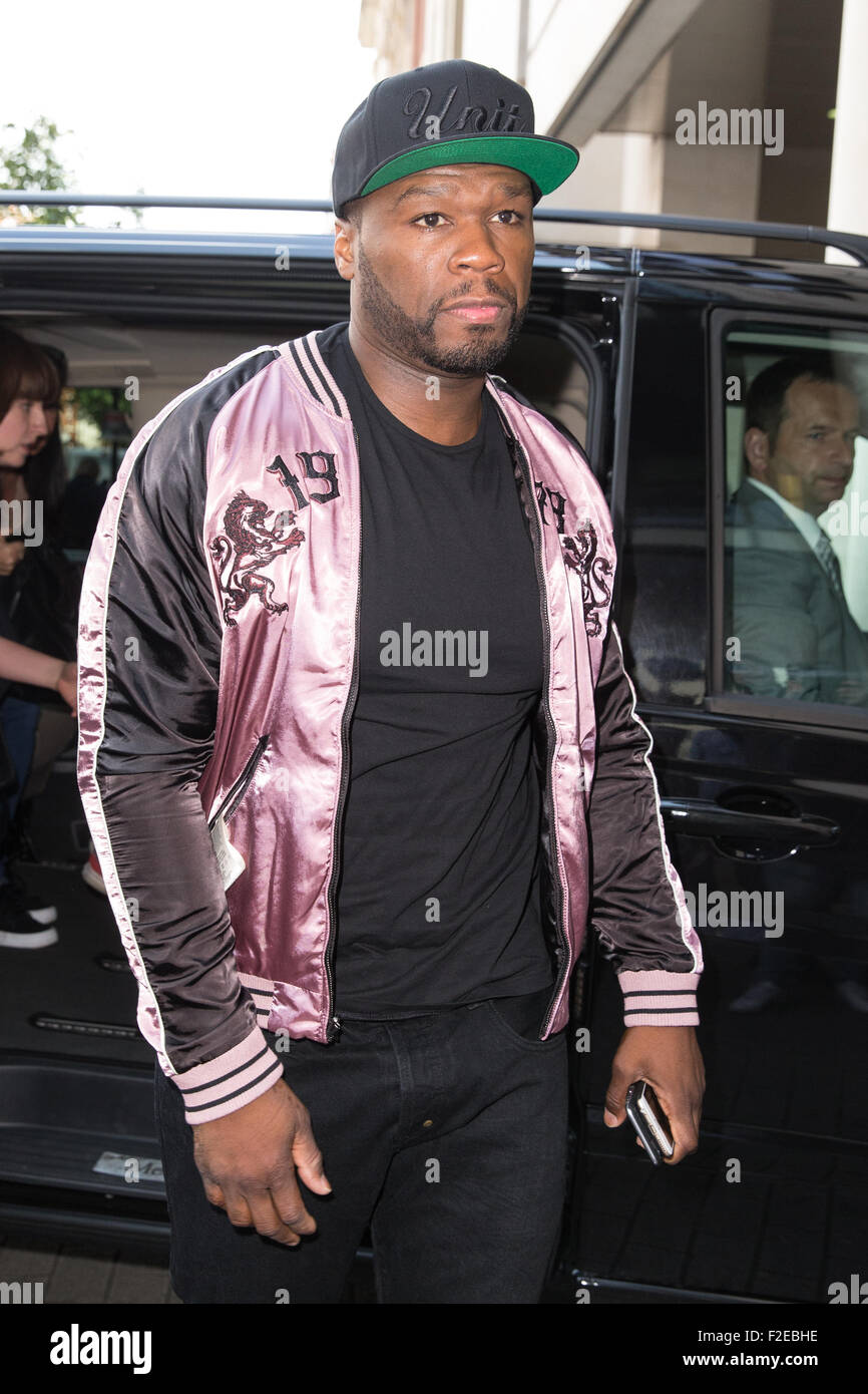 50 Cent, die Ankunft der BBC Radio 1 Studios Featuring: 50 Cent, Curtis James Jackson III wo: London, Vereinigtes Königreich bei: 17. Juli 2015 Stockfoto