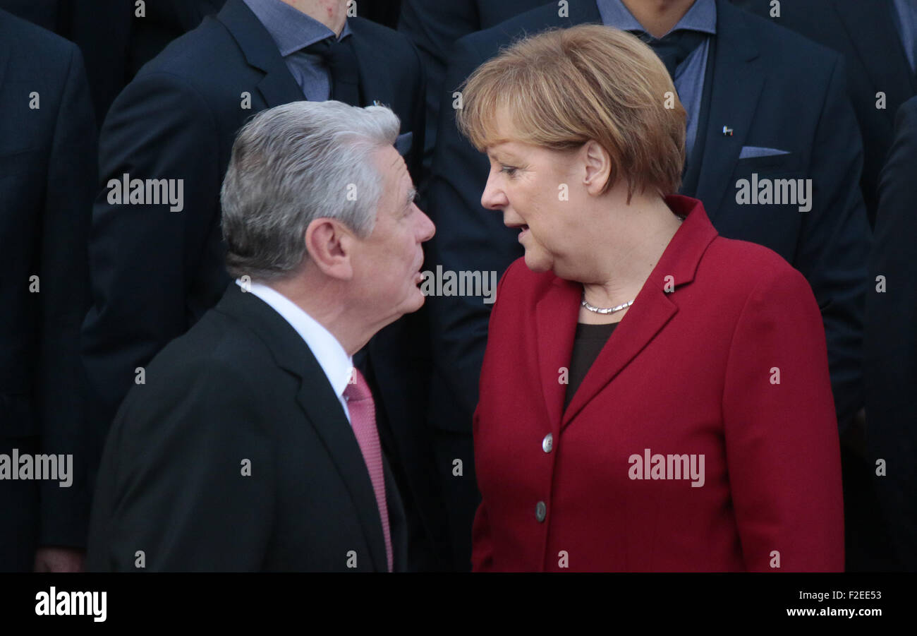 Joachim Gauck, Angela Merkel - Empfang der Deutschen Nationalmannschaft Beim Bundespraesidenten, Schloss Bellevue, 10. November Stockfoto