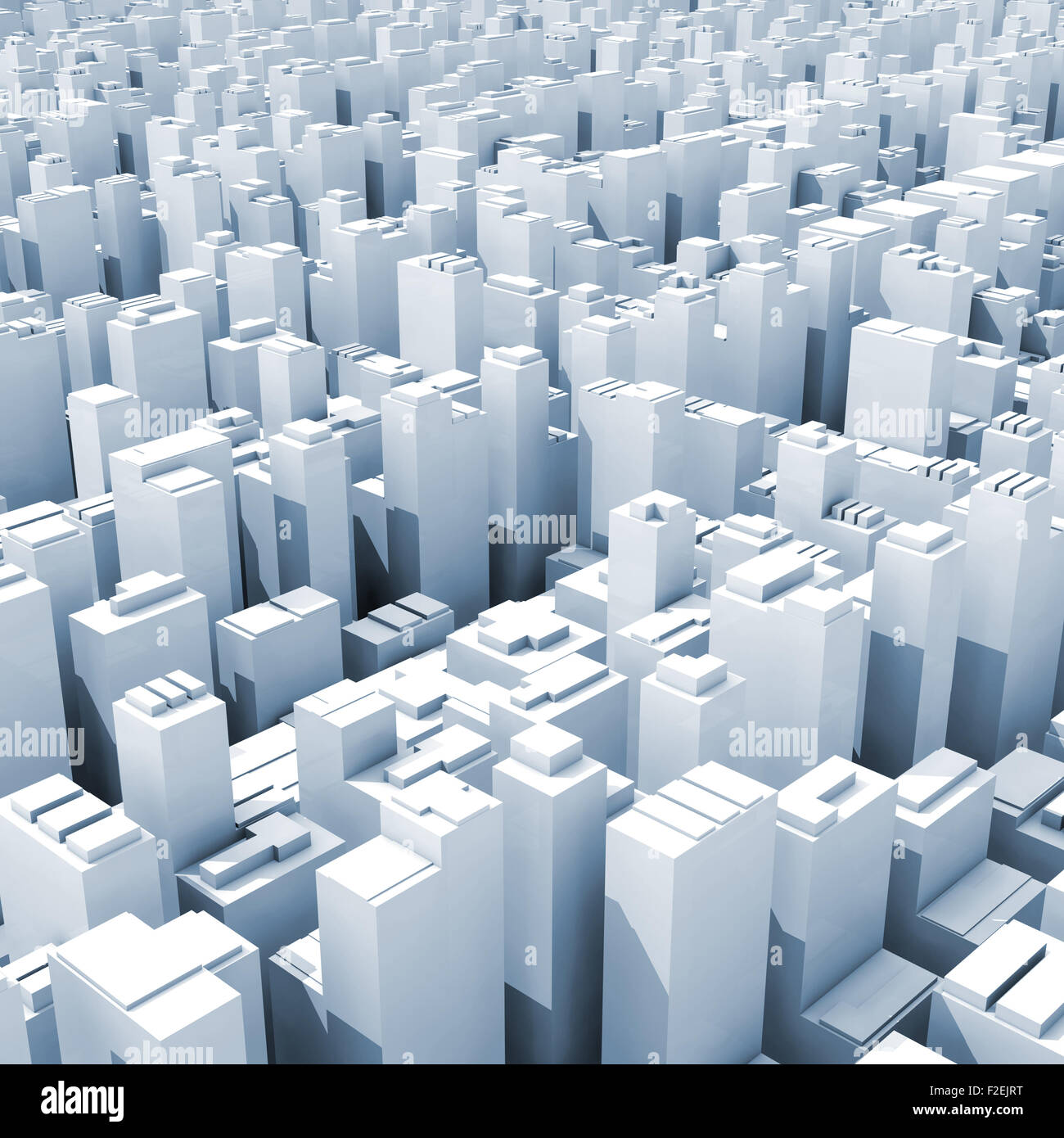 Abstrakte digitale Stadtbild mit hohen Büro Gebäude, blau getönten Quadrat 3d illustration Stockfoto