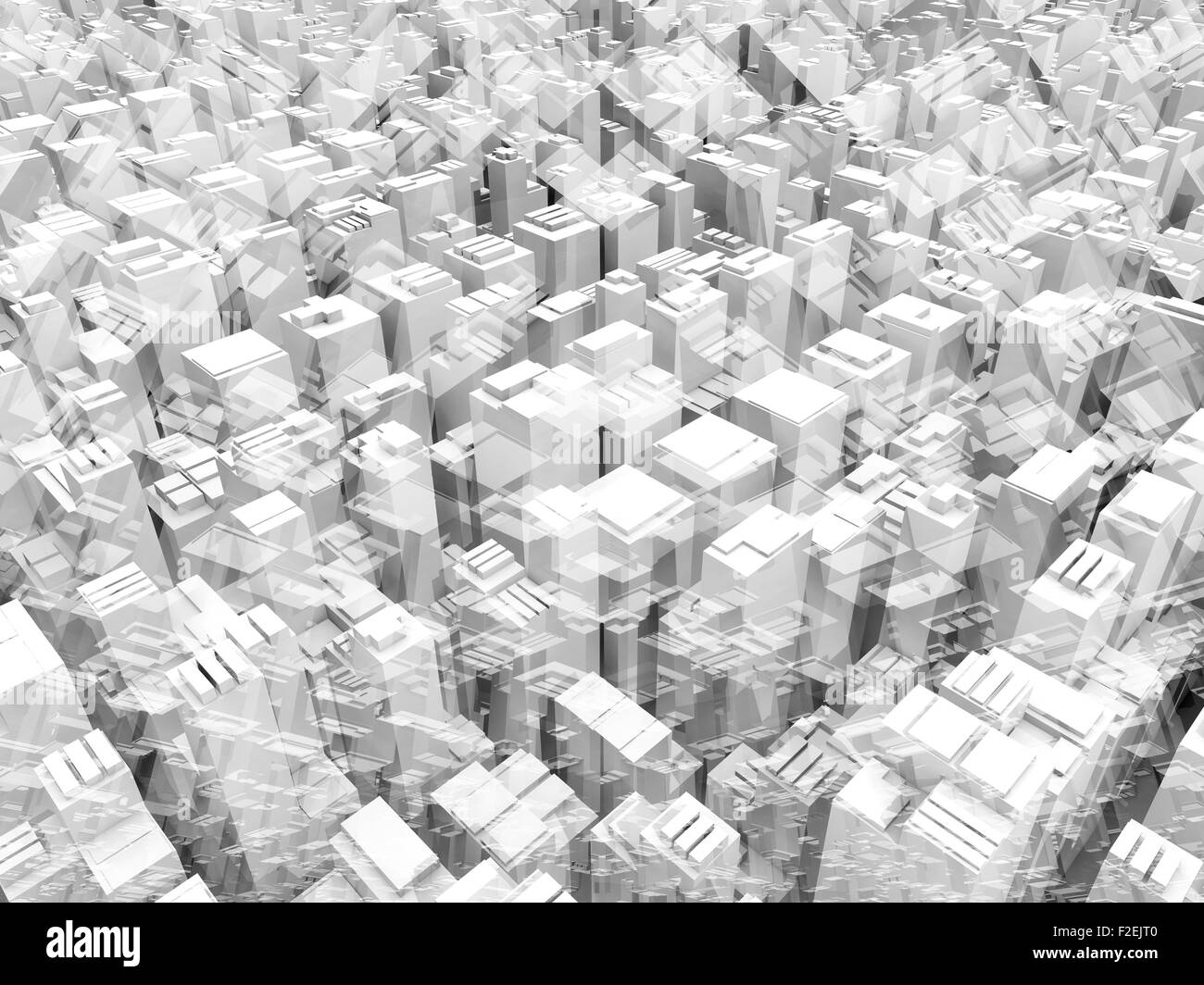 Abstrakte geometrische digitale 3D-Hintergrund basierend auf chaotische Multi Exposure Stadtbild Perspektiven, digitale illustration Stockfoto