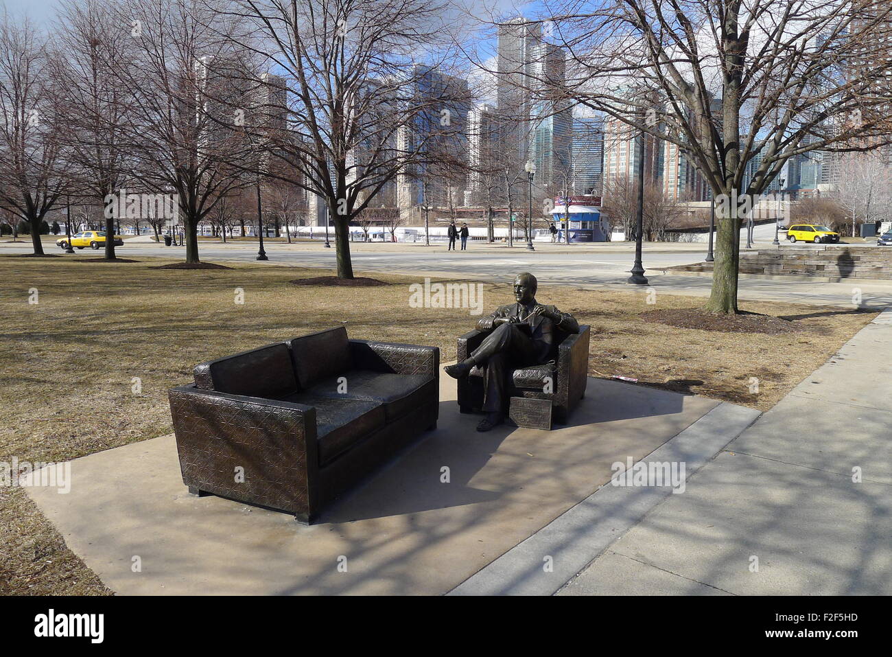 Bob Newhart Statue in Chicago Stockfoto