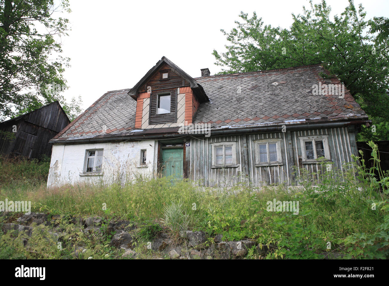 Alte Leere Schlesischen Haus Im Wald Jarkowice Ehemaligen