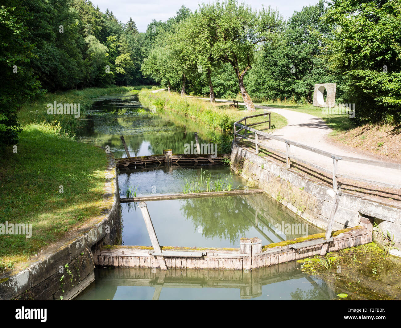 Historisches Schiff Kanal, Ludwig-Main-Donau-Kanal, main, Donau, südlich von Neumarkt, Bayern, Deutschland Stockfoto