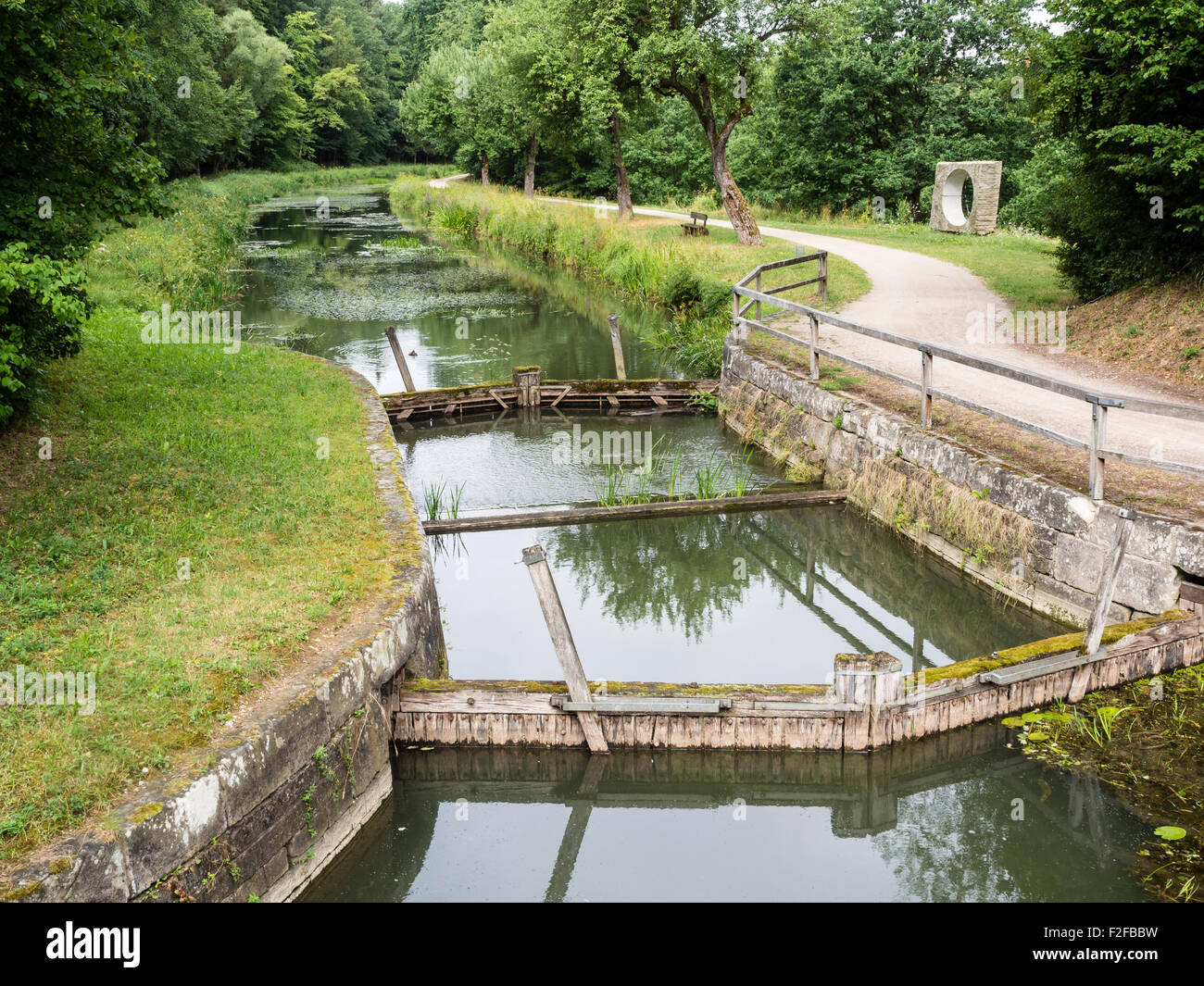 Historisches Schiff Kanal, Ludwig-Main-Donau-Kanal, main, Donau, südlich von Neumarkt, Bayern, Deutschland Stockfoto