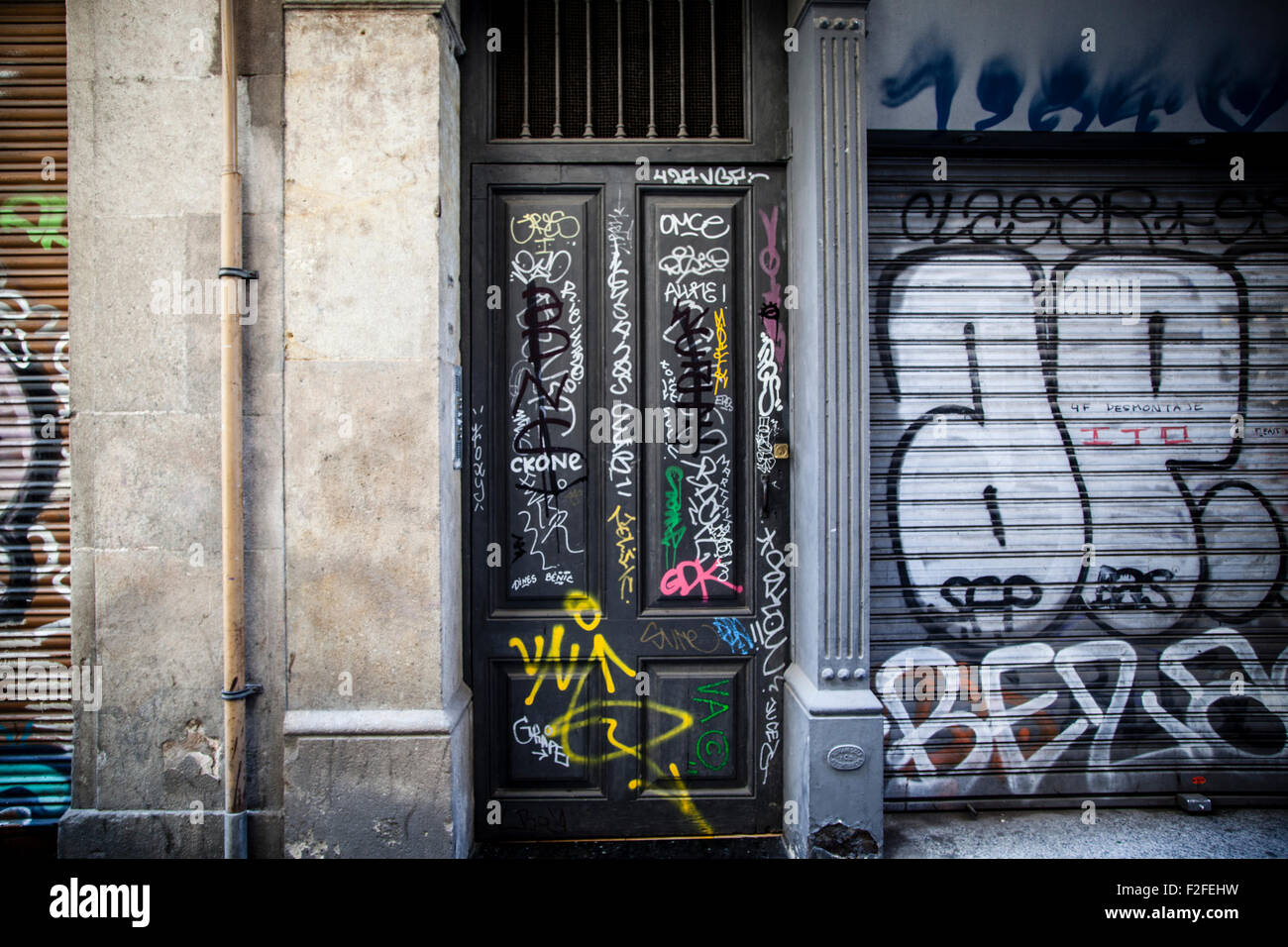 Street-Art von unbekannter Künstler, Barcelona, El Born. Stockfoto