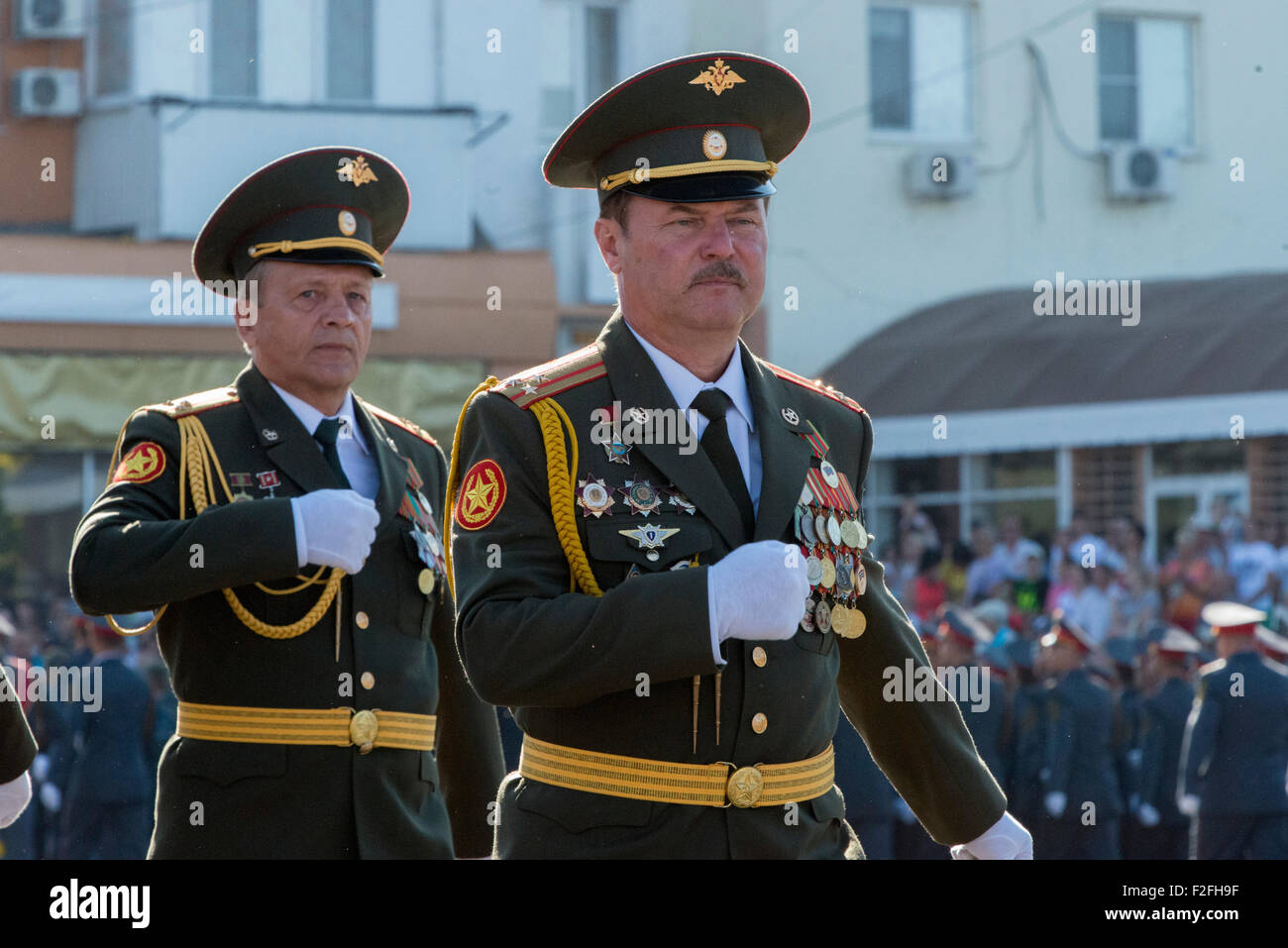 Armeeoffizieren paradieren - 25. Jahrestag der Schewtschenko moldauischen Republik PMR, Transnistrien, sowjetische UdSSR Moldau Stockfoto