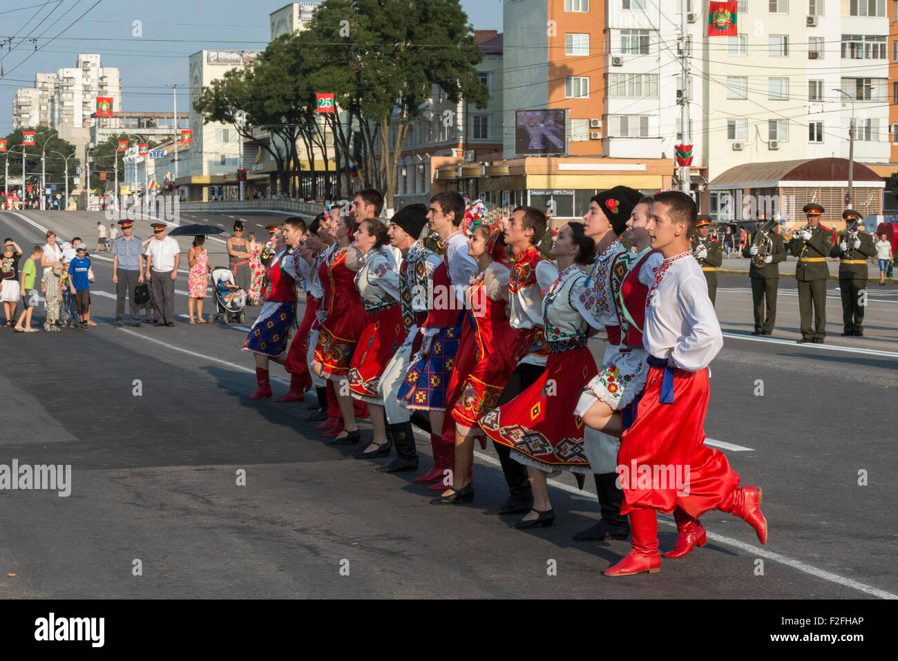 Folkloristische Tänzer - 25. Jahrestag der Schewtschenko moldauischen Republik PMR, Transnistrien, sowjetische UdSSR Moldau Stockfoto