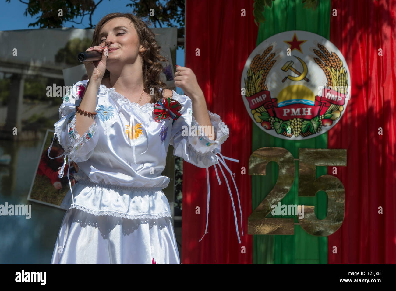 Volkstümliche Sängerin - 25. Jahrestag der Schewtschenko moldauischen Republik PMR, Transnistrien, sowjetische UdSSR Moldau Stockfoto