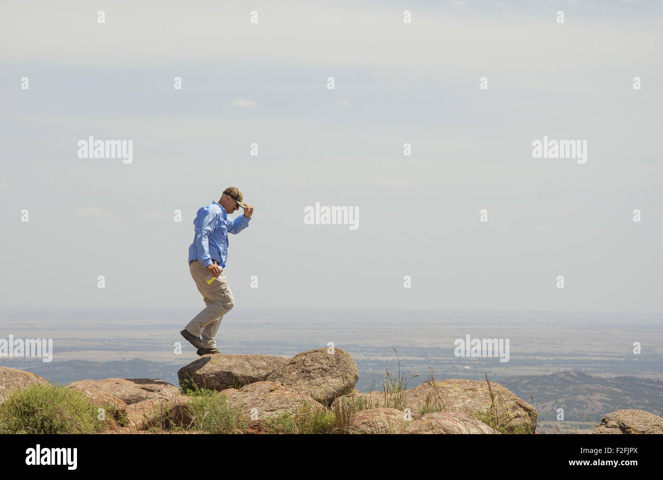Mann auf einem Berg Wandern Stockfoto