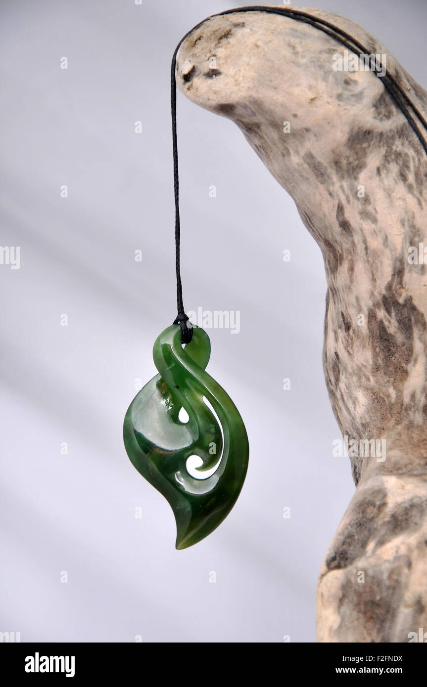 Jade Anhänger aus von Westland Pounamu, West Coast, Südinsel, Neuseeland Stockfoto