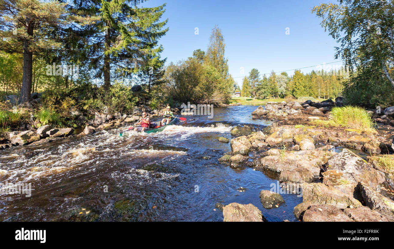Wildwasser-rafting am Myllykoski, Jämsä, Finnland, Europa, EU Stockfoto