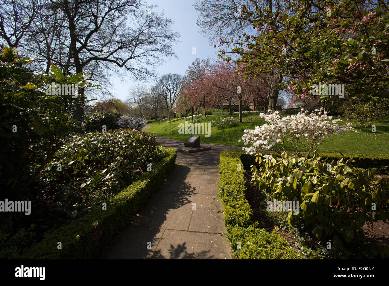 Dorf Port Sunlight, England. malerische Frühling Blick in's Port Sunlight dell. Stockfoto