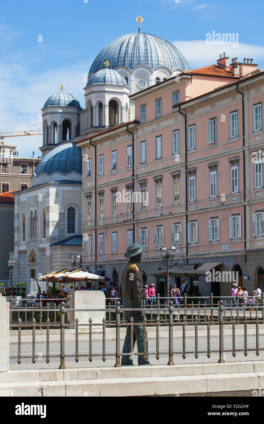 Blick auf die Statue von James Joyce in Triest Stockfoto