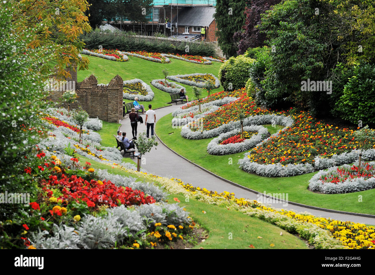 Guildford Surrey UK - Alice im Wunderland Themengärten in den Schlosspark Stockfoto