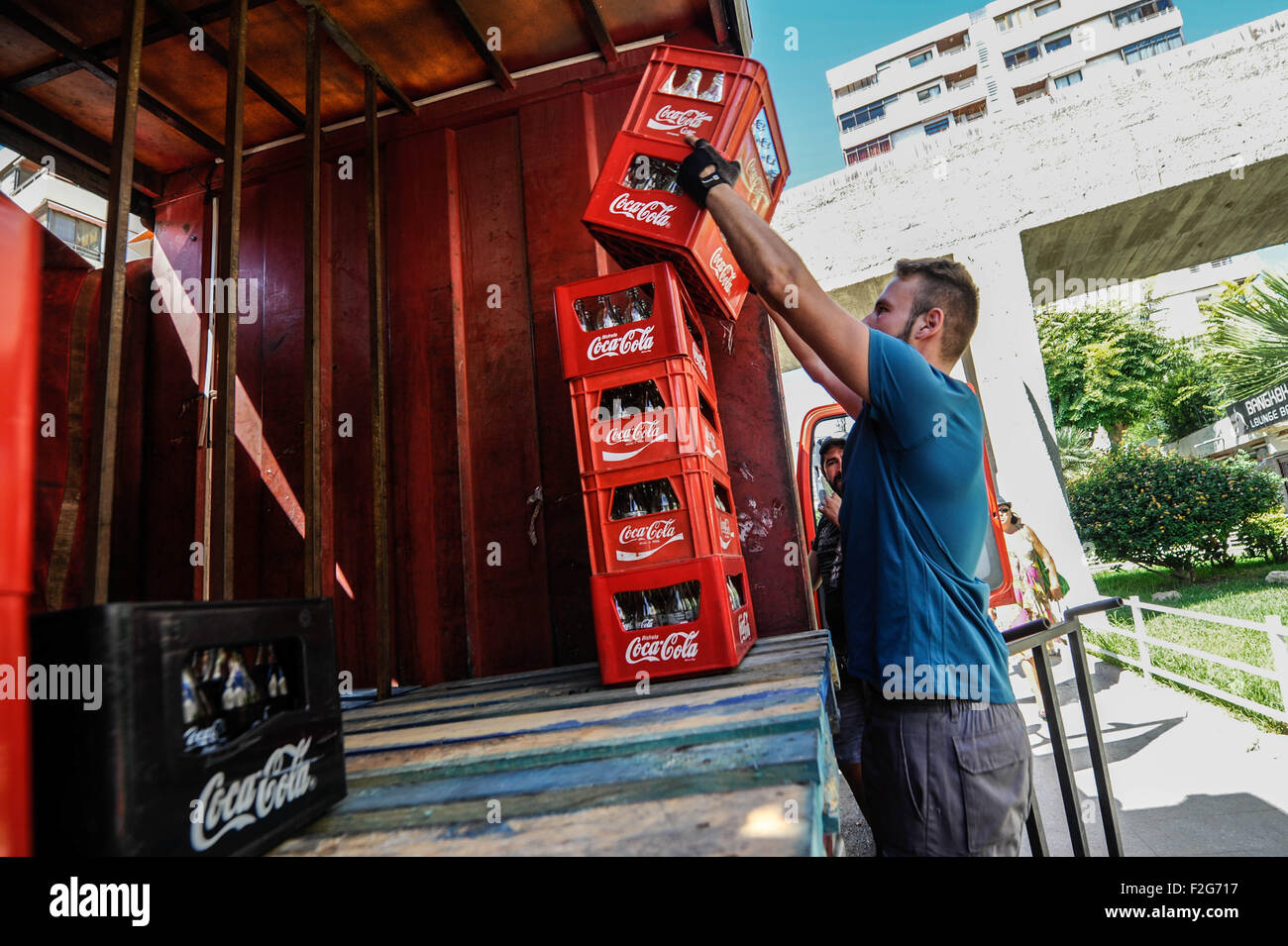 die Lieferung von Coca Cola-la Entrega de Coca Cola Stockfoto