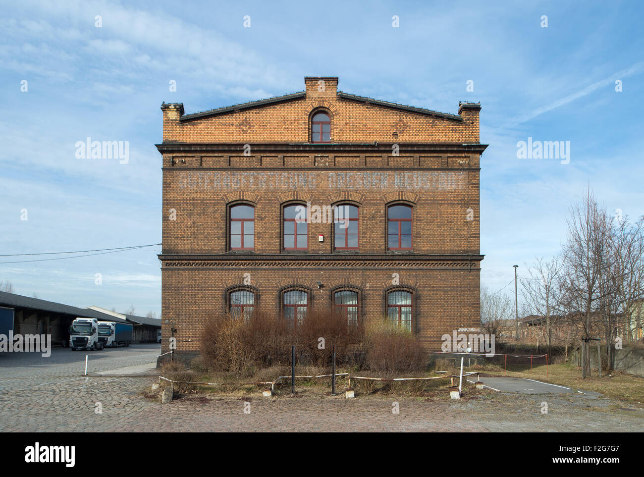 08.03.2015, Dresden, Sachsen, Deutschland - Gebäude auf dem Gelände des ehemaligen Leipziger Bahnhof und späteren Gueterbahnhof Stockfoto