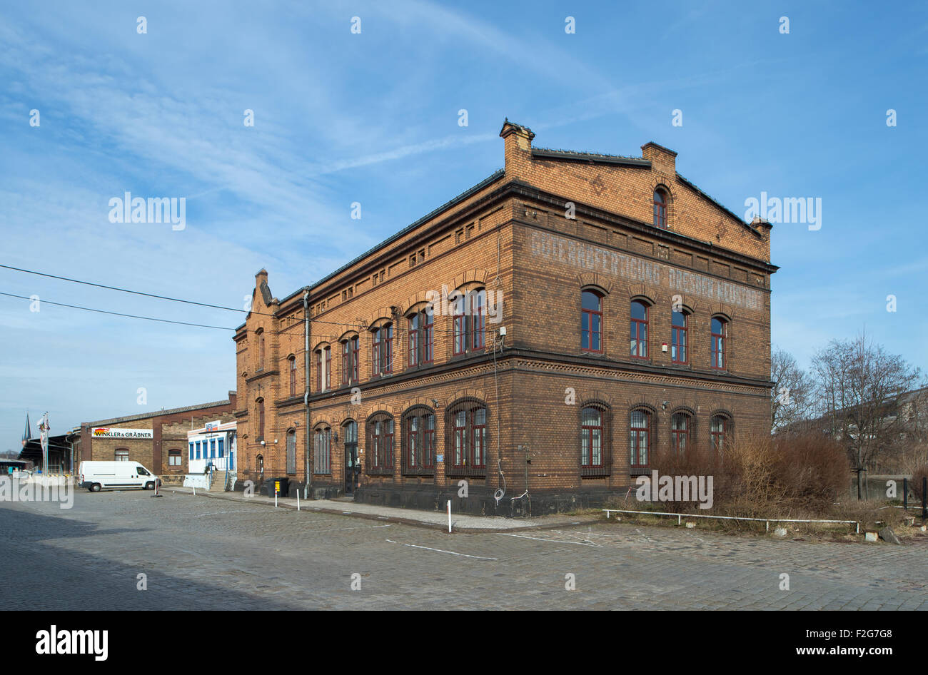 08.03.2015, Dresden, Sachsen, Deutschland - Gebäude auf dem Gelände des ehemaligen Leipziger Bahnhof und späteren Gueterbahnhof Stockfoto