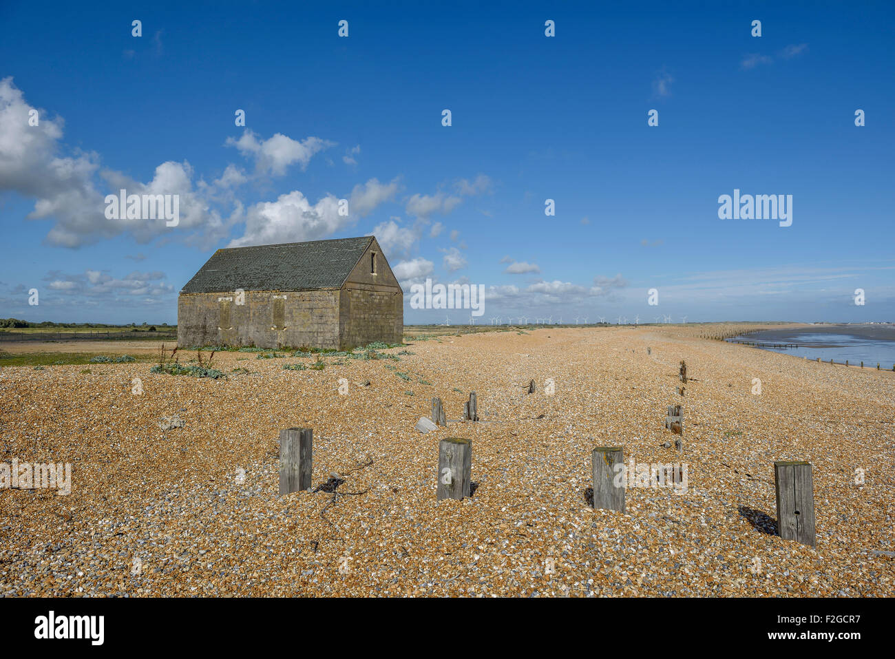 Mary Stanford Rettungsstation. Nook-Strand. Roggen-Hafen-Naturschutzgebiet. Winchelsea. East Sussex. England. UK Stockfoto
