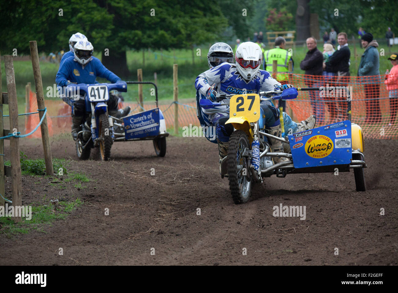 Cholmondeley Pageant of Power. Klassischen Scrambler Motorrad Seitenwagensport in Cholmondeley Pageant of Power. Stockfoto