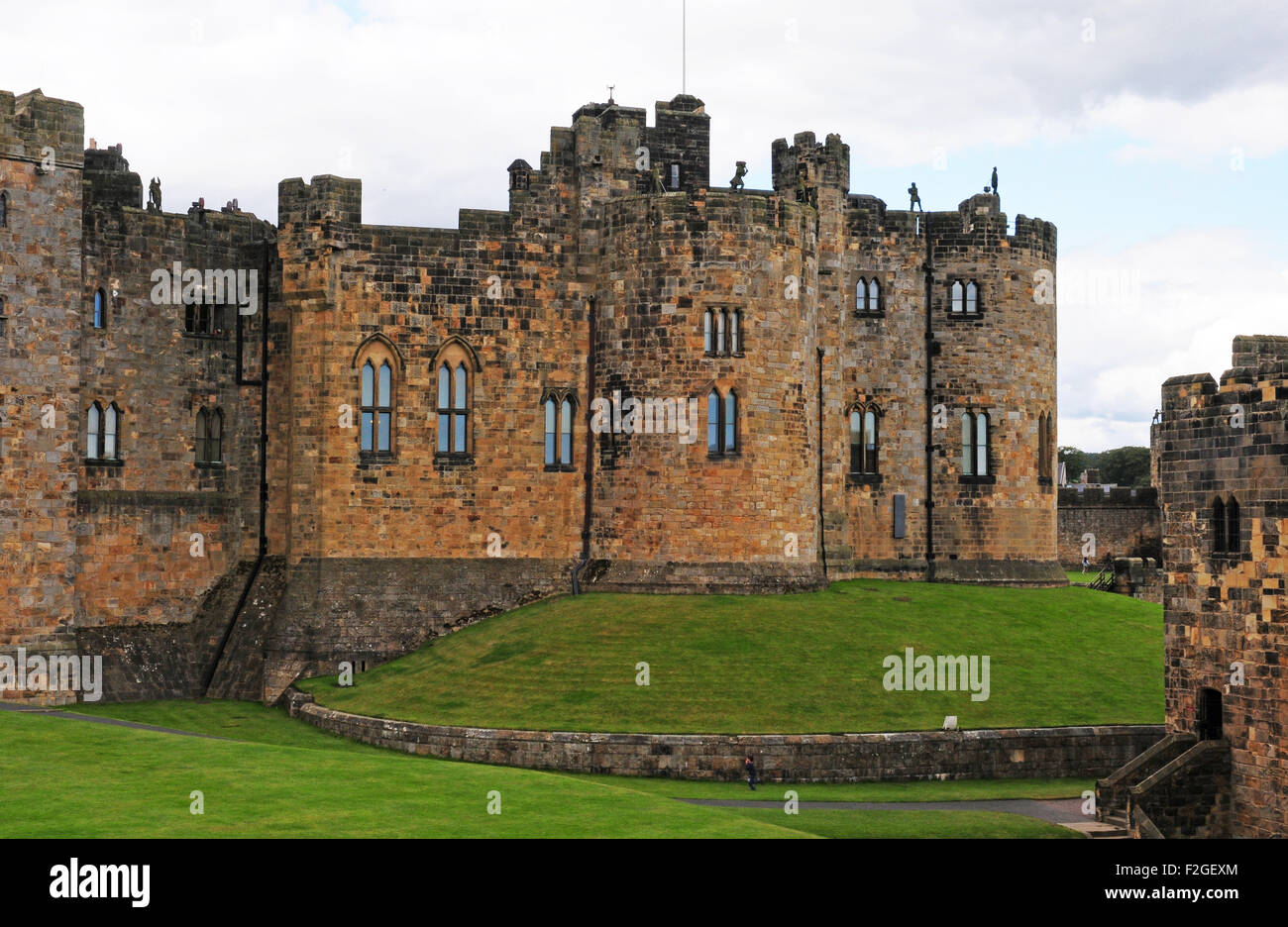 Teil von Alnwick Castle Kernburg. Stockfoto