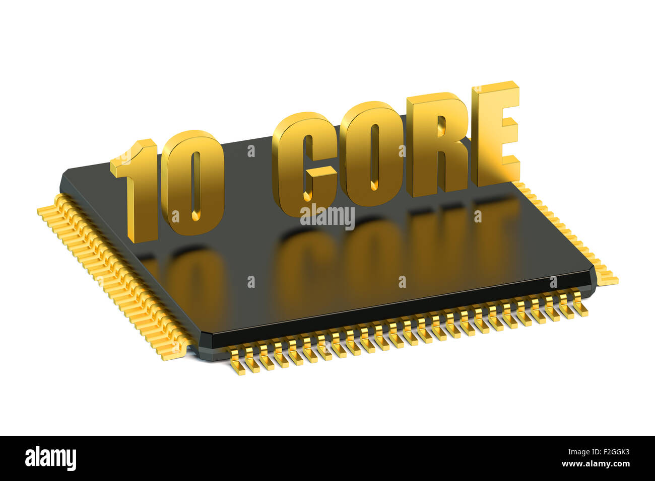 10 CPU-Core-Chip für Smatphone und Tablet isoliert auf weißem Hintergrund Stockfoto