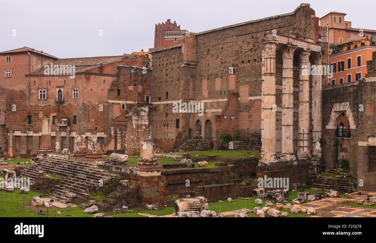 Ansicht der Kaiserforen, Forum des Augustus in Rom, Italien Stockfoto