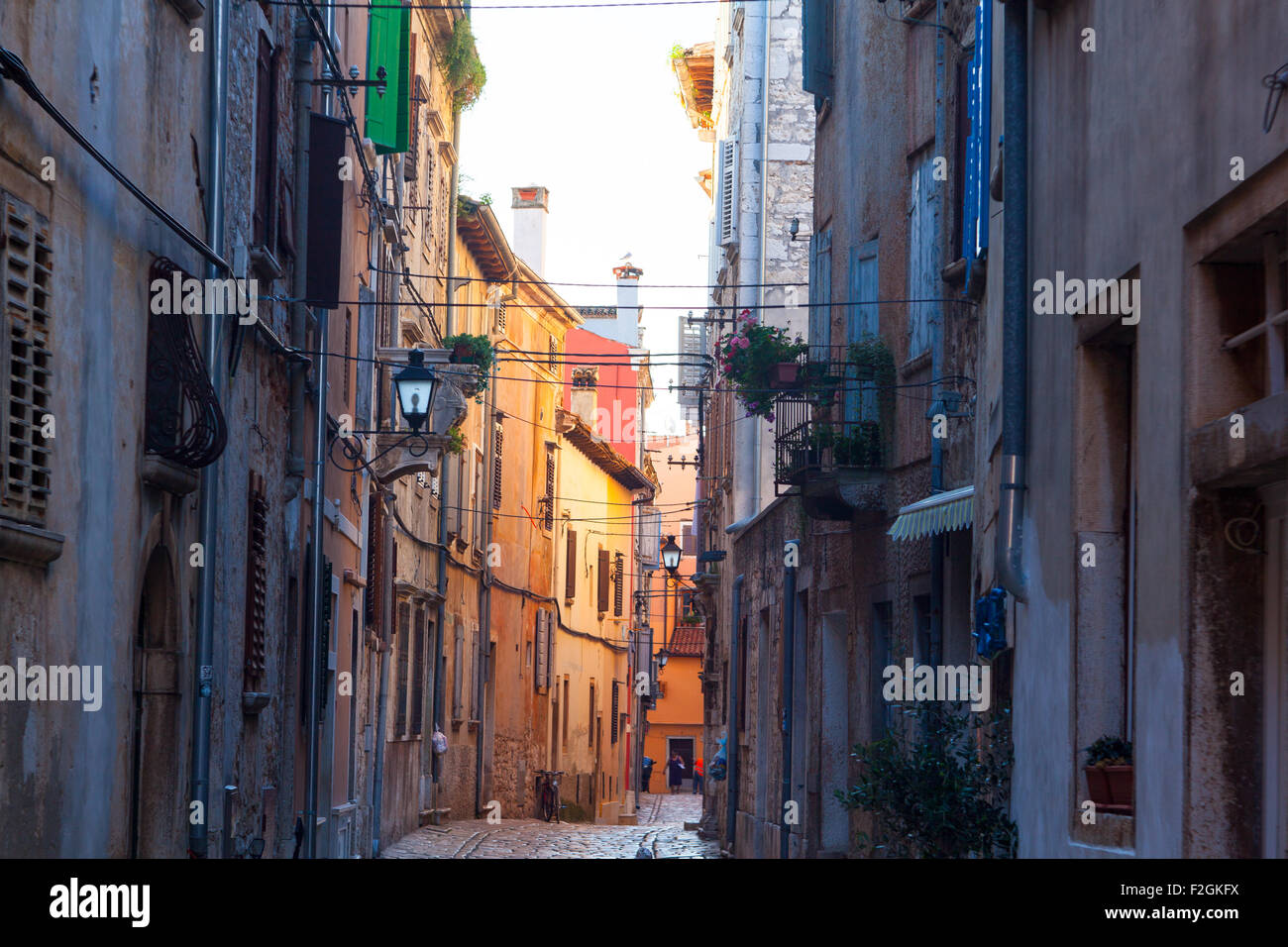 Blick auf Rovinj kleine Stadt in Istrien, Kroatien Stockfoto