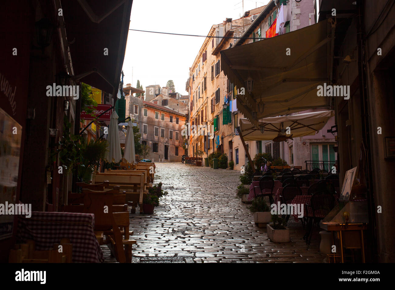 Blick auf Rovinj kleine Stadt in Istrien, Kroatien Stockfoto