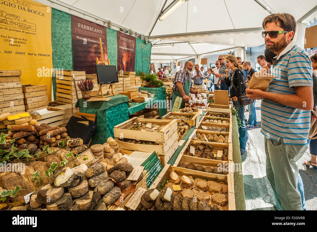 Italien-Piemont-BH 18. September 2015 fair "Käse" - International Market Weg - Frankreich Käse Stockfoto