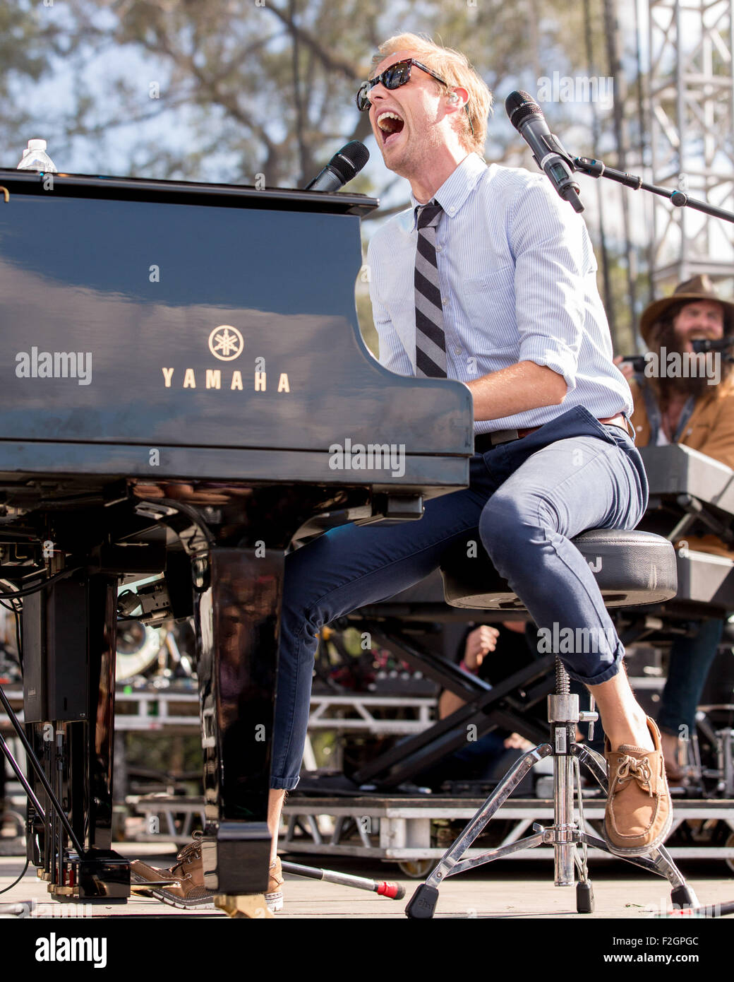 Chicago, Illinois, USA. 13. Sep, 2015. ANDREW MCMAHON von Andrew McMahon und die Wildnis führt live beim Riot Fest im Douglas Park in Chicago, Illinois © Daniel DeSlover/ZUMA Draht/Alamy Live News Stockfoto