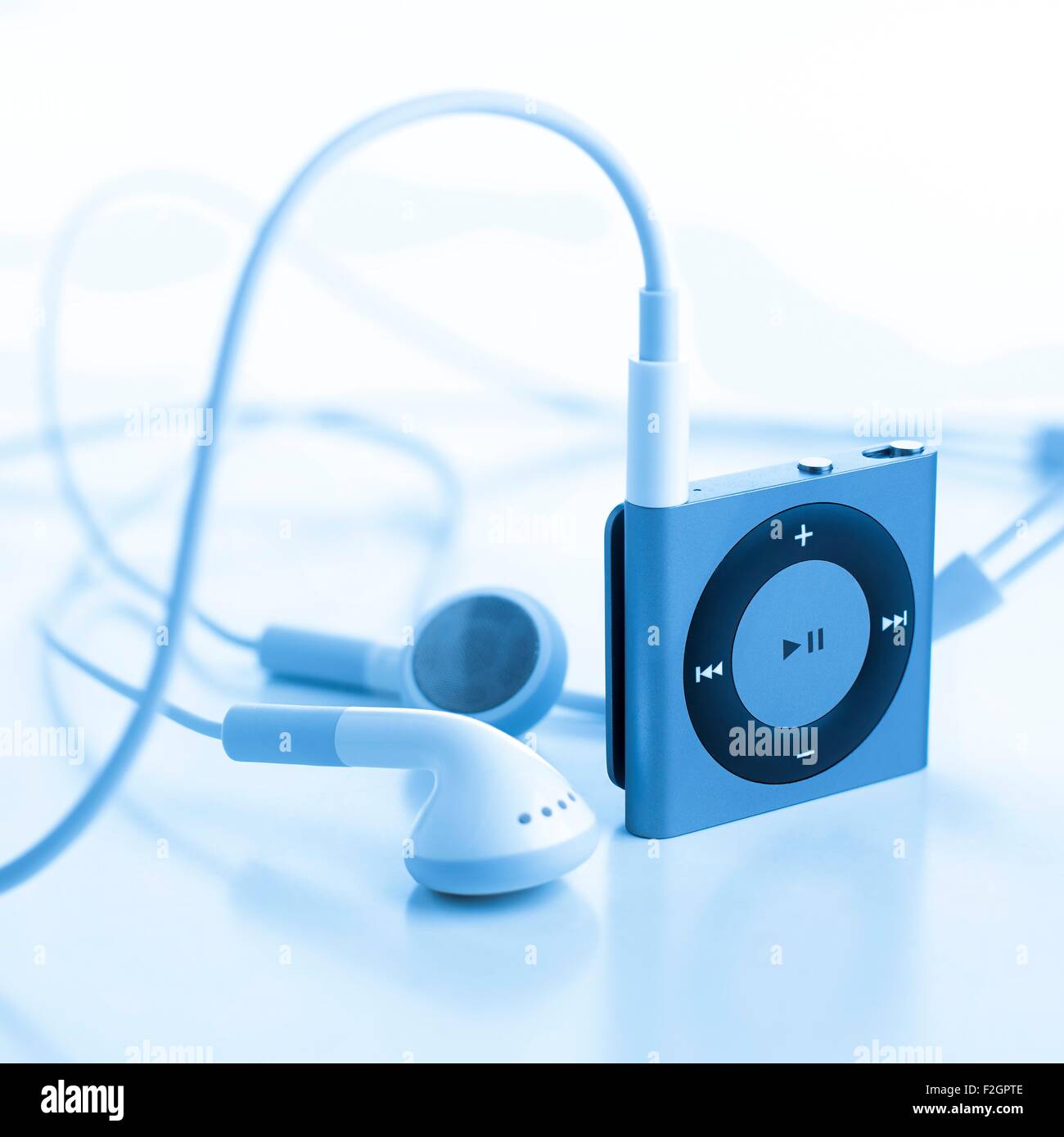 MP3-Player und Kopfhörer Stockfoto