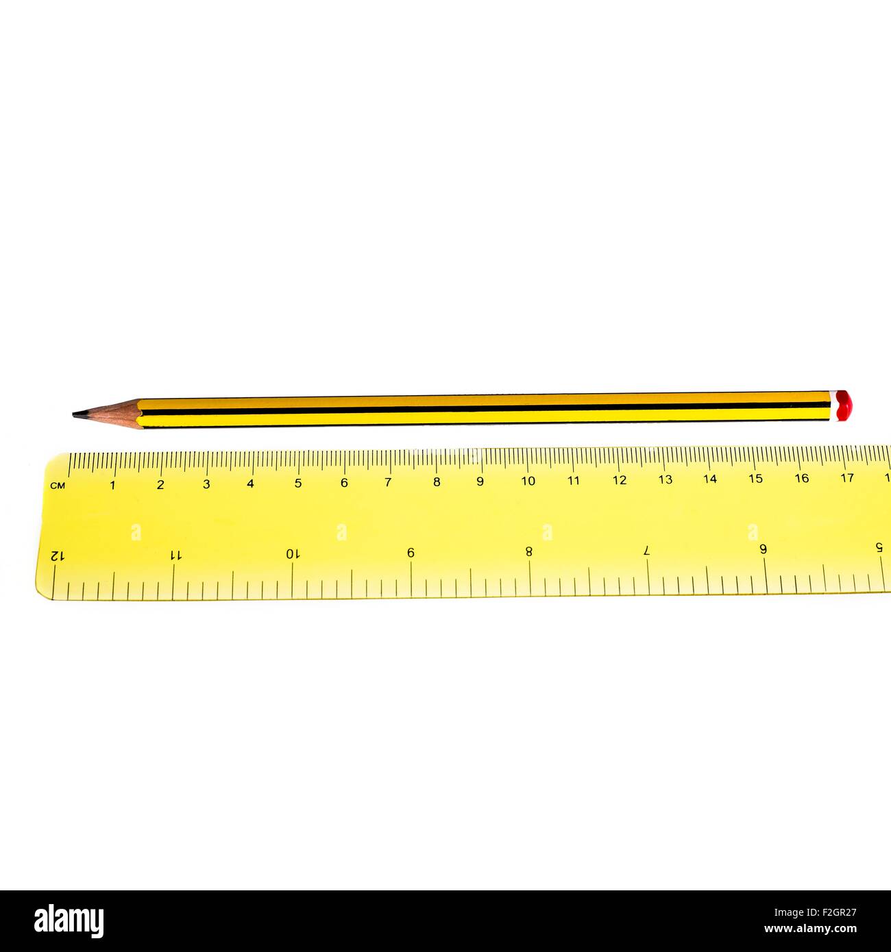 Lineal und Bleistift Stockfoto