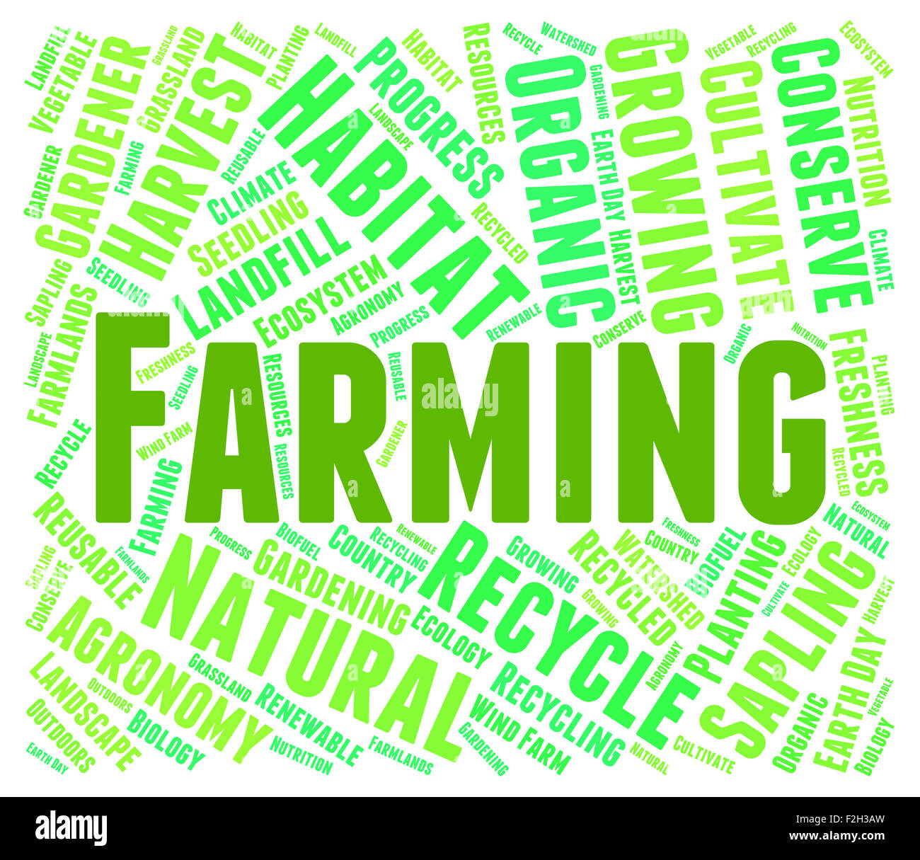 Word zeigt Agrar Landwirtschaft zu kultivieren und Gehöft Stockfoto