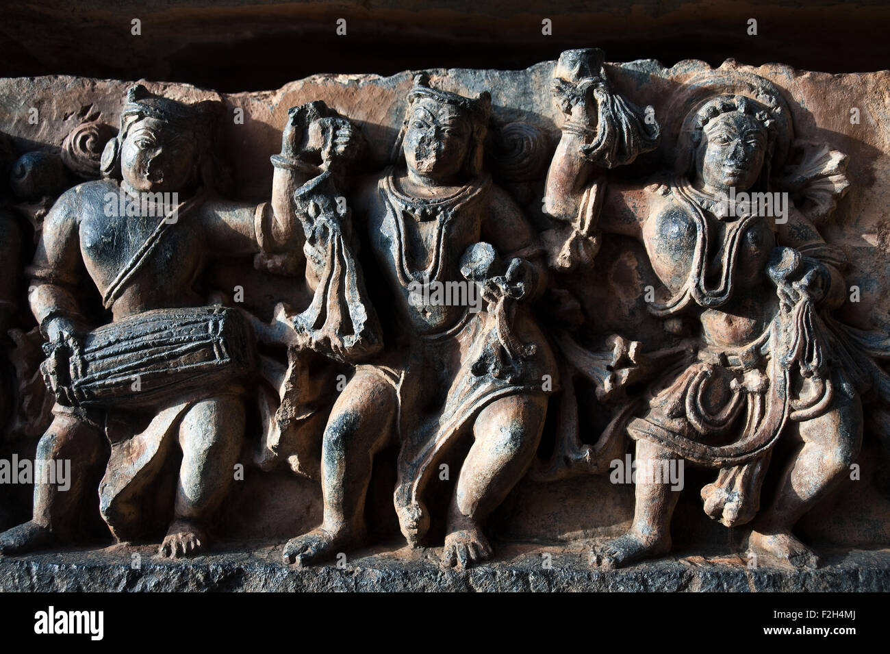 Skulptur im Hoysaleswara Tempel (Indien) Stockfoto