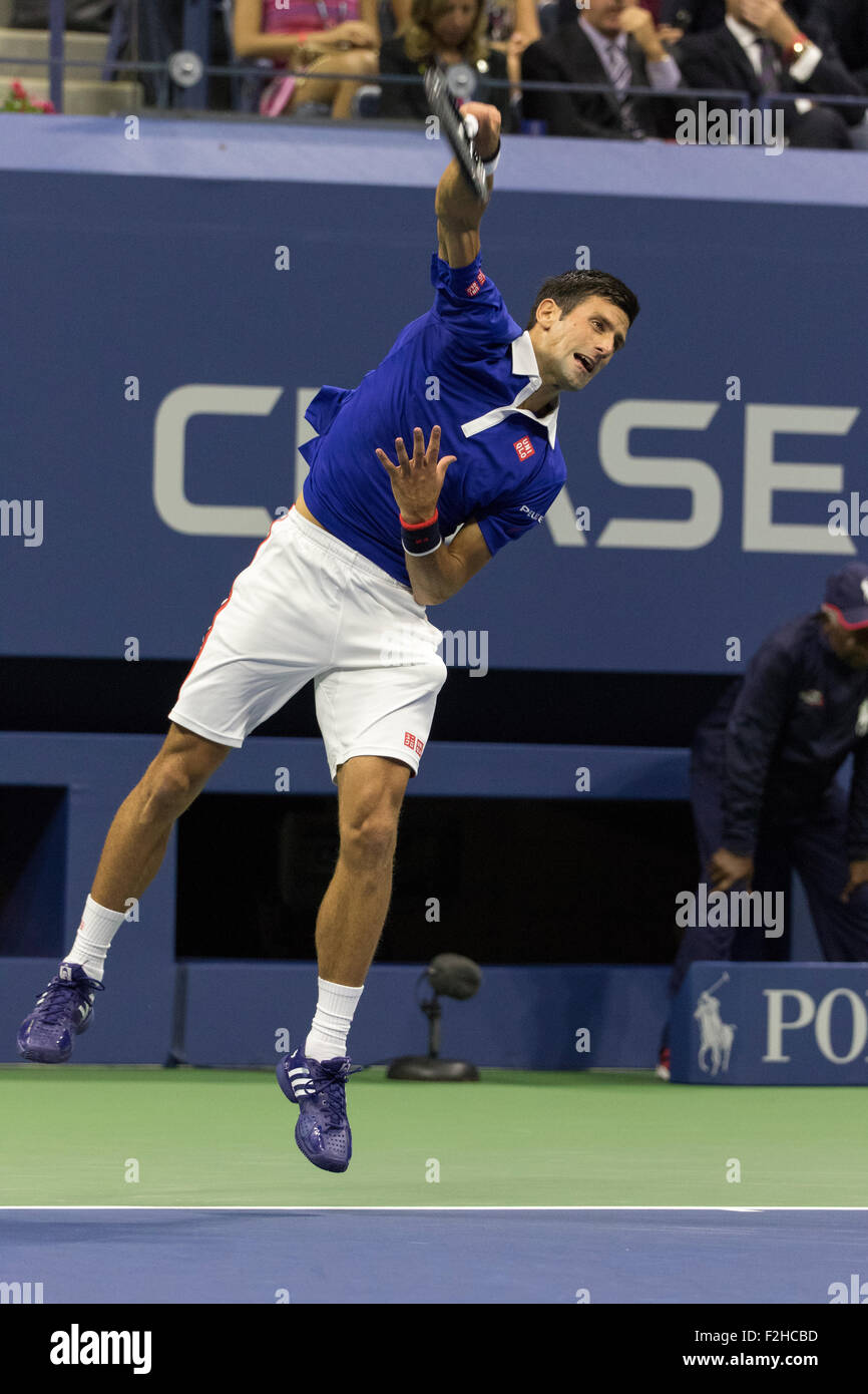 Novak Djokovic (SRB) Sieger der Herren-Finale bei den 2015 US Open Tennis Stockfoto