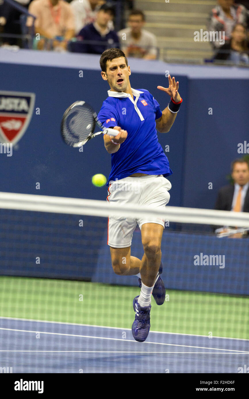 Novak Djokovic (SRB) Sieger der Herren-Finale bei den 2015 US Open Tennis Stockfoto