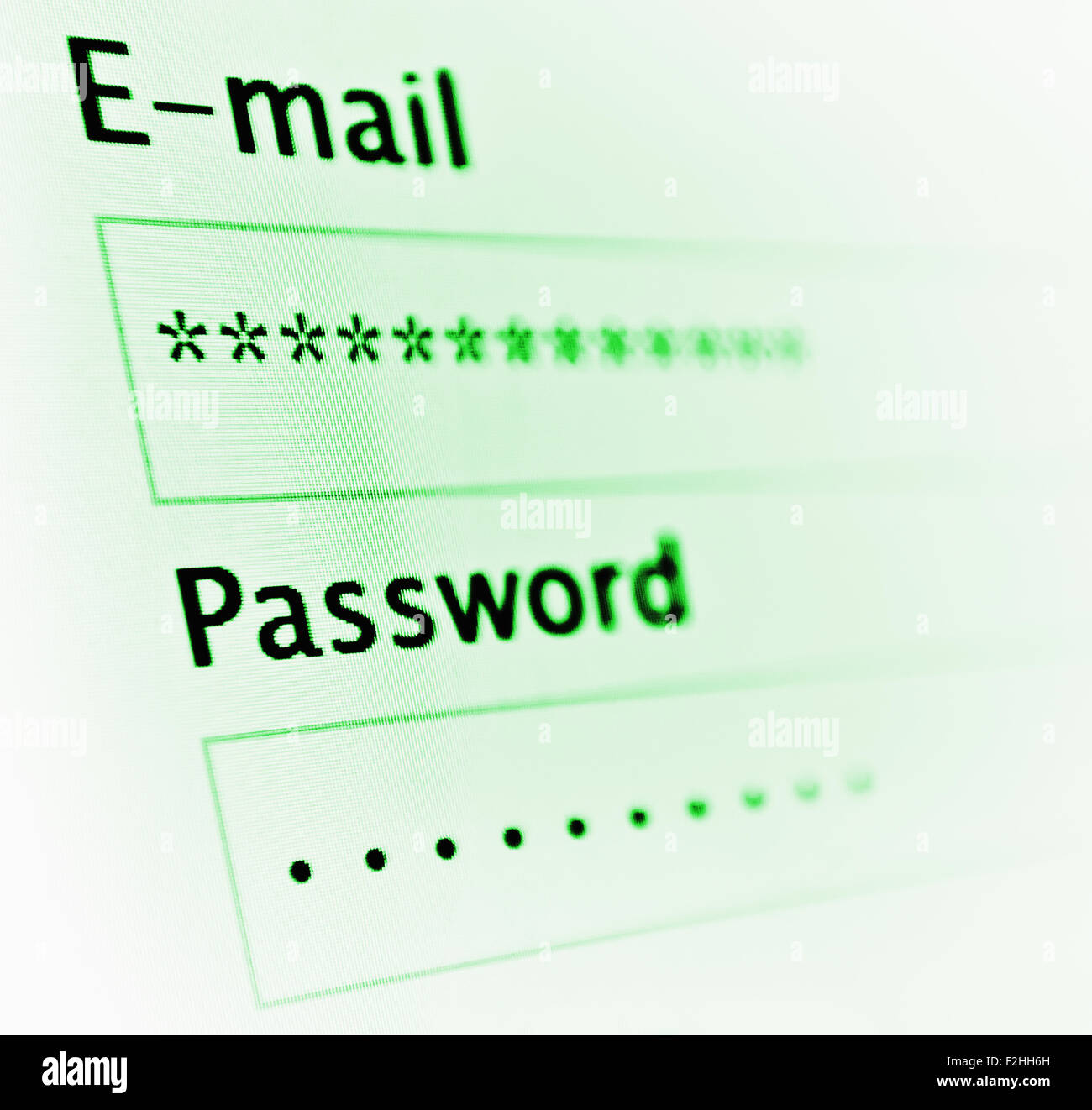 Login und Passwort auf Bildschirm Stockfoto