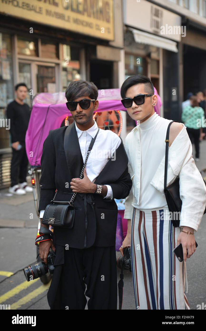 Brewer Street, London, UK. 19. September 2015. London Fashion Week statt bei NCP Parkplatz in Soho. Stockfoto