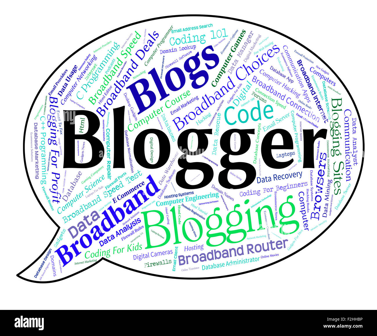 Blogger-Word zeigt Websites Website und Webseite Stockfoto