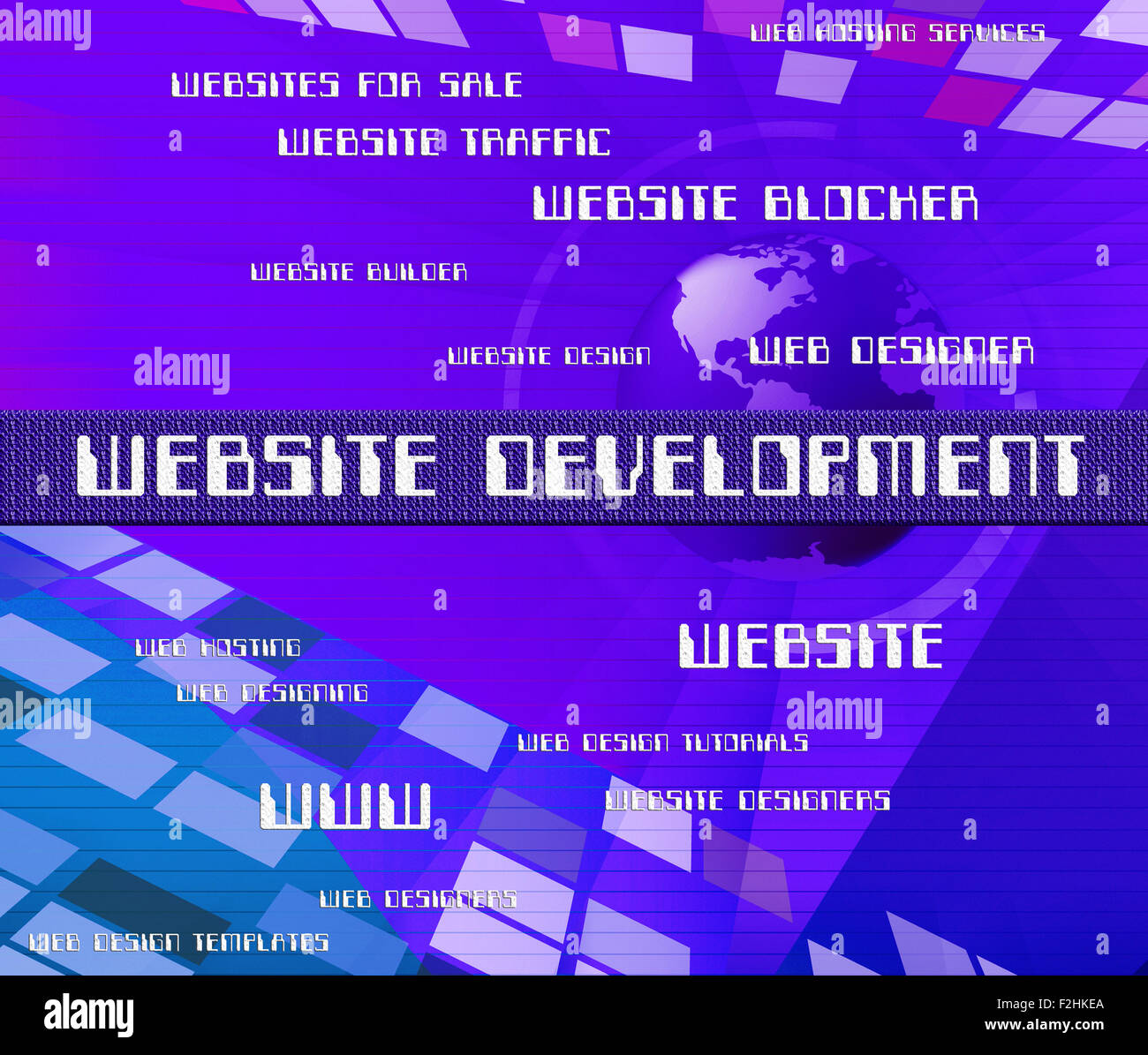 Website-Entwicklung zeigt Fortschritte Buildout und Regeneration Stockfoto