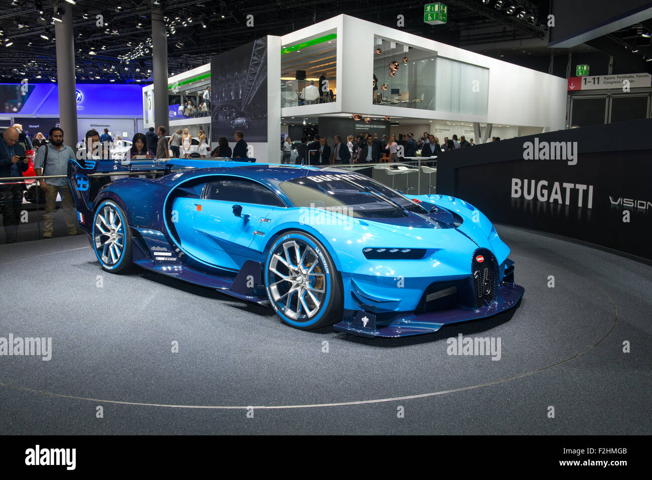 Frankfurt Internationale Automobil-Ausstellung (IAA) 2015. Bugatti Vision Gran Turismo - Weltpremiere Stockfoto