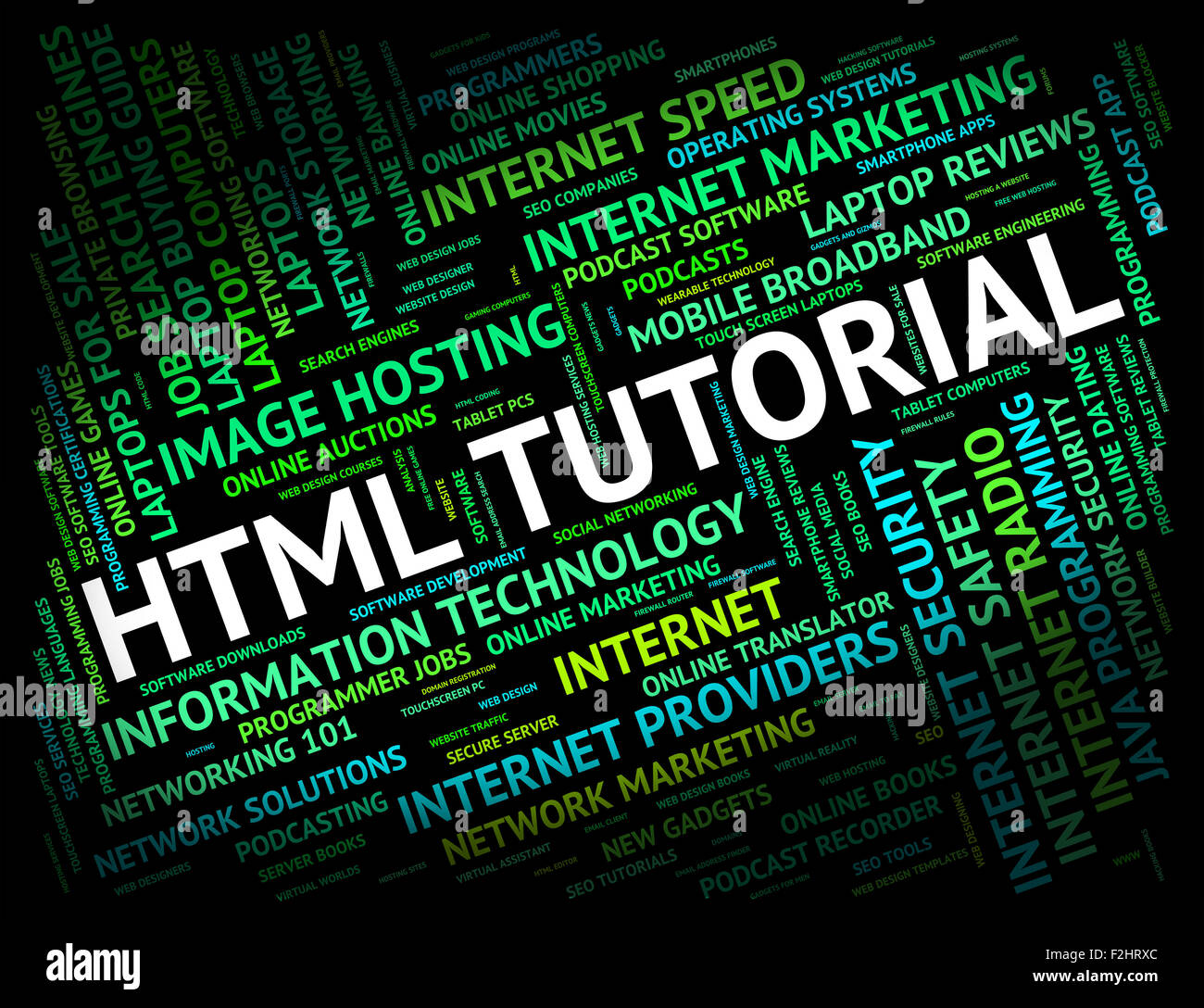 HTML Tutorial Bedeutung Hypertext Markup Language und Online-Tutorials Stockfoto
