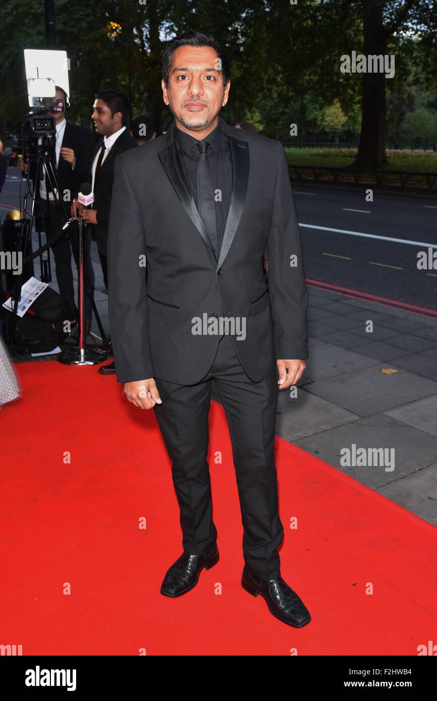 London, UK. 18. September 2015. Schauspieler Nitin Ganatra besucht die 15. asiatischen Achievers Awards 2015 mit Grosvenor House Hotel, London. Bildnachweis: Siehe Li/Alamy Live News Stockfoto