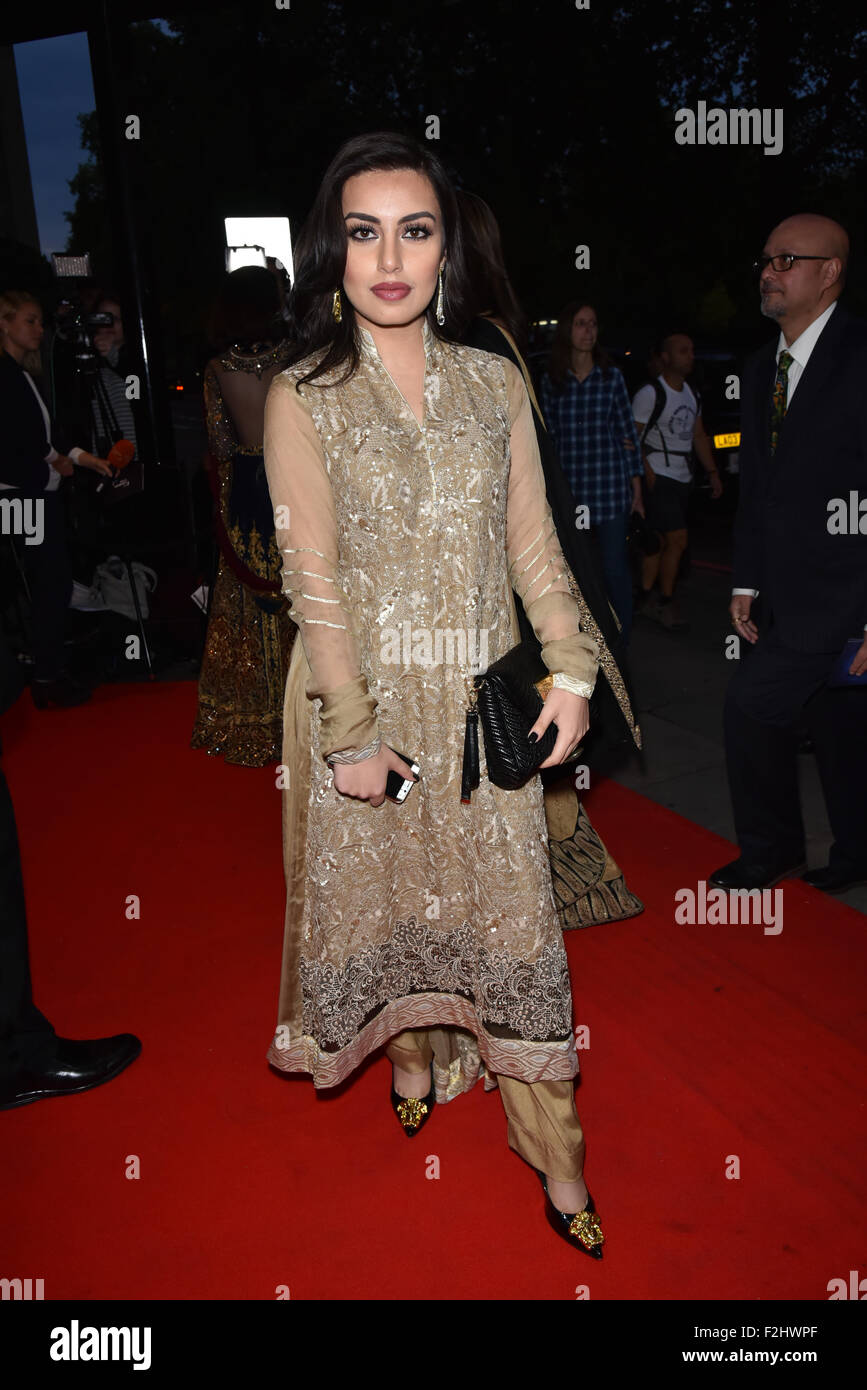 London, UK. 18. September 2015. Desi Rasselbande besucht die 15. asiatischen Achievers Awards 2015 mit Grosvenor House Hotel, London. Bildnachweis: Siehe Li/Alamy Live News Stockfoto