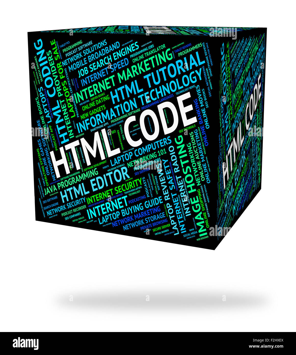 HTML Code für Hypertext Markup Language und Programmkodierung Stockfoto